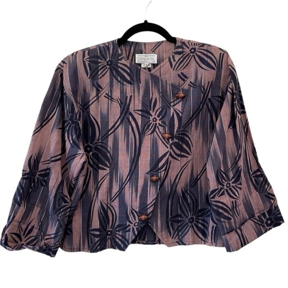 Vintage 90’s Doncaster Mandarin-Style Ikat Toggle Blazer Size 6 - Picture 2 of 9